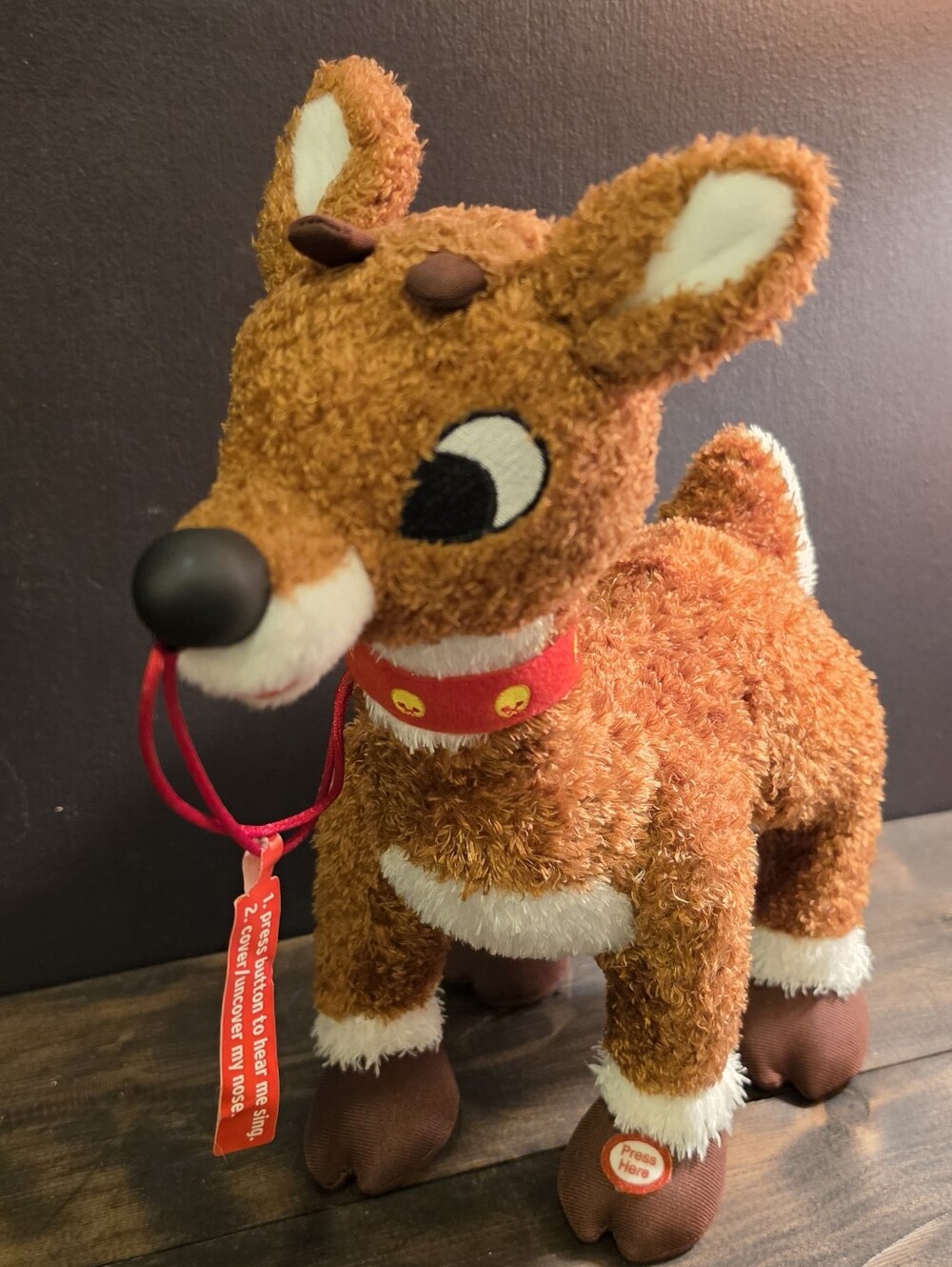 Hallmark Rudolph Don't Cover My Nose Interactive Talking Singing Light Up Plush